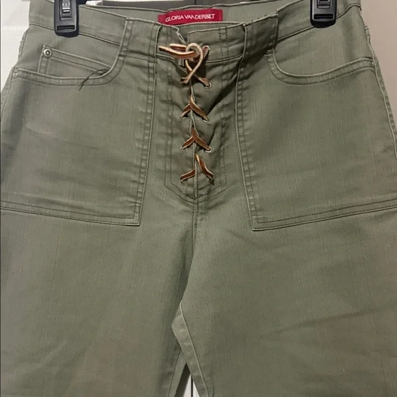 Gloria Vanderbilt Y2K Lace-Up Crop Capri Jeans 10P – Green - Picture 3 of 8